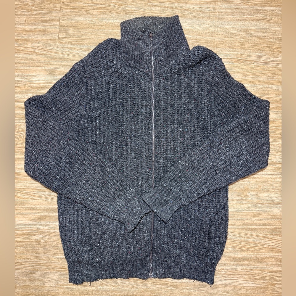 Vintage ALPS Rugged Outdoors USA Made Chunky Knit Zip Sweater Large Gray